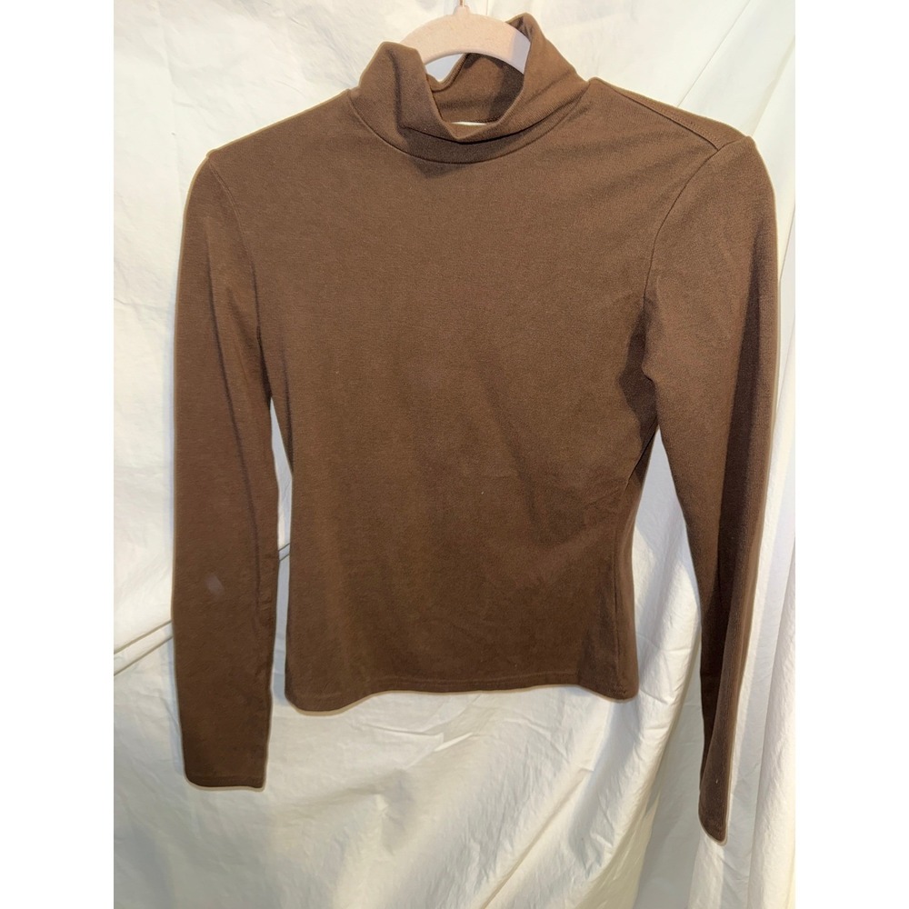 Urban Revivo Brown Turtleneck Long Sleeve Ribbed Top Size M US 6 Chocolate